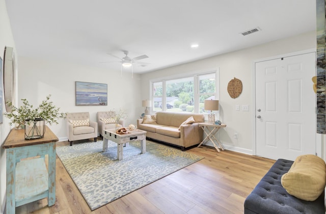 1515 Mulberry St, Charleston, SC 29407 - living area with a ceiling fan, wood finished floors, baseboards, and recessed lighting