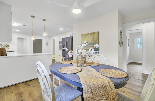 1515 Mulberry St, Charleston, SC 29407 - dining area with wood finished floors, a ceiling fan, recessed lighting, and baseboards