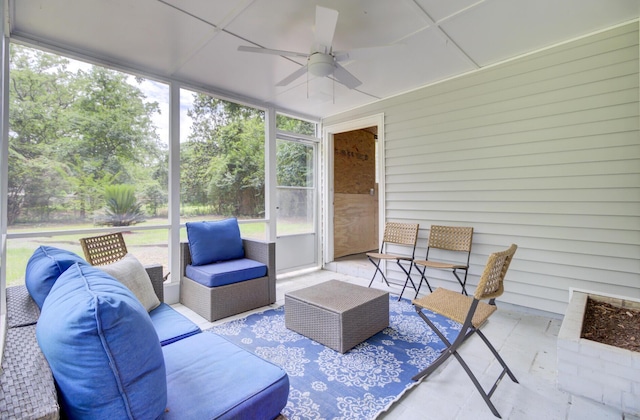 1515 Mulberry St, Charleston, SC 29407 - sunroom with a ceiling fan and an outdoor living space