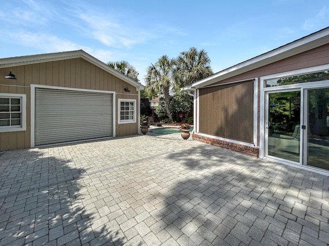 garage with driveway