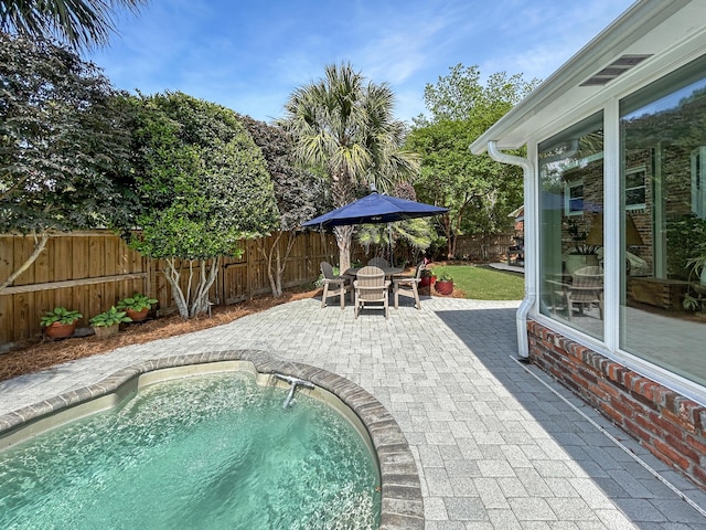 view of pool with a patio and a fenced backyard