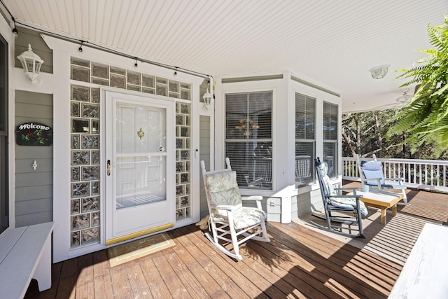 wooden deck with covered porch