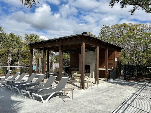 surrounding community with a patio