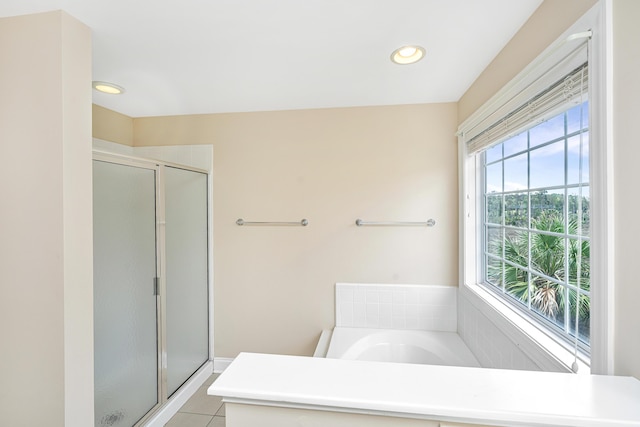 2301 N Creek Dr, Mount Pleasant, SC 29466 - full bath with a stall shower, a garden tub, recessed lighting, and tile patterned floors