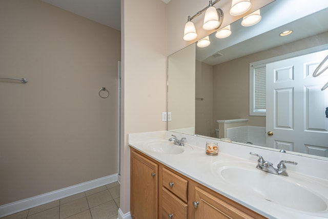 2301 N Creek Dr, Mount Pleasant, SC 29466 - bathroom featuring baseboards, tile patterned floors, double vanity, and toilet