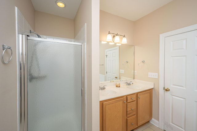 2301 N Creek Dr, Mount Pleasant, SC 29466 - full bathroom featuring a shower stall, double vanity, and tile patterned floors