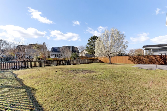 view of yard featuring a fenced backyard