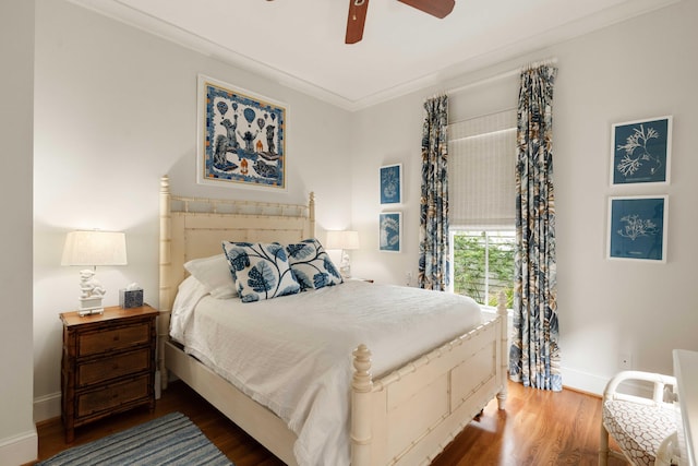 18 Fernandina St, Mount Pleasant, SC 29464 - bedroom featuring baseboards, wood finished floors, crown molding, and ceiling fan