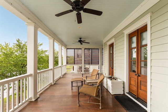 18 Fernandina St, Mount Pleasant, SC 29464 - wooden deck with ceiling fan and french doors
