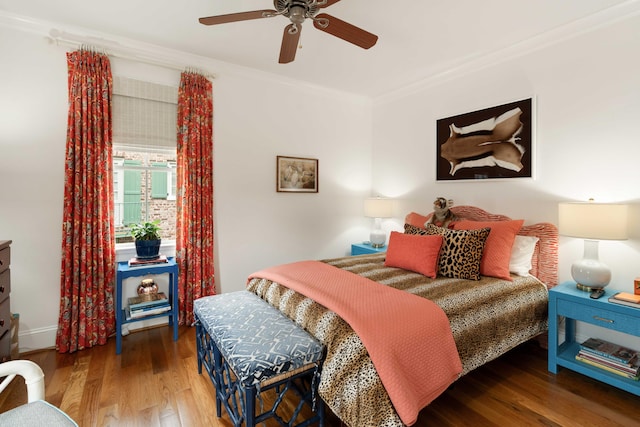 18 Fernandina St, Mount Pleasant, SC 29464 - bedroom featuring wood finished floors, ornamental molding, and ceiling fan