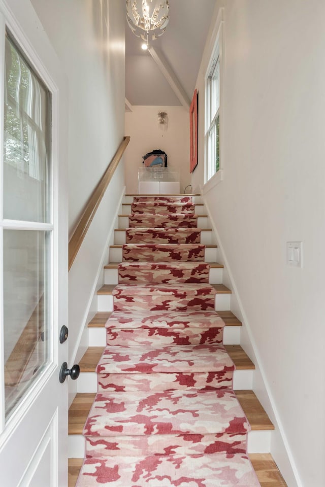 18 Fernandina St, Mount Pleasant, SC 29464 - stairs with wood finished floors and lofted ceiling