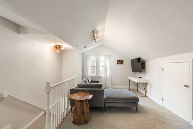 814 Rutledge Ave, Charleston, SC 29403 - sitting room with vaulted ceiling, carpet, an upstairs landing, and baseboards