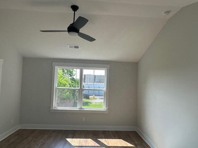 4126 Ohear Ave, North Charleston, SC 29406 - empty room with dark wood-style flooring, lofted ceiling, and a ceiling fan