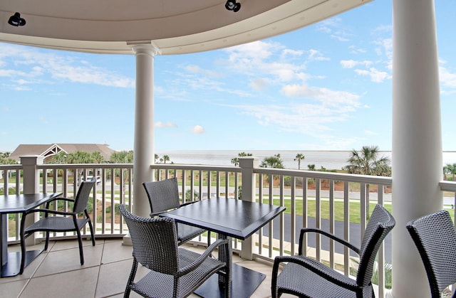 balcony with a water view