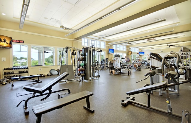 workout area with plenty of natural light