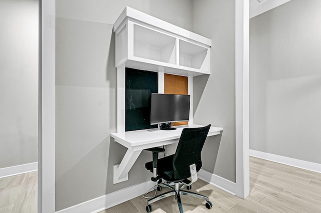 office area featuring light hardwood / wood-style floors