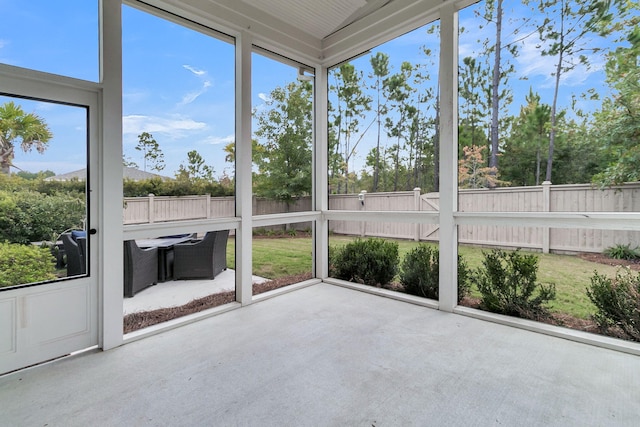 view of unfurnished sunroom