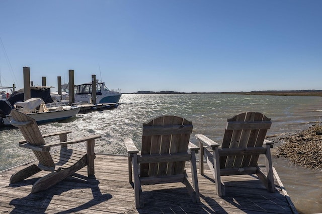 view of dock featuring a water view