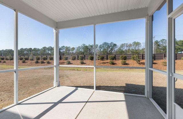 view of unfurnished sunroom