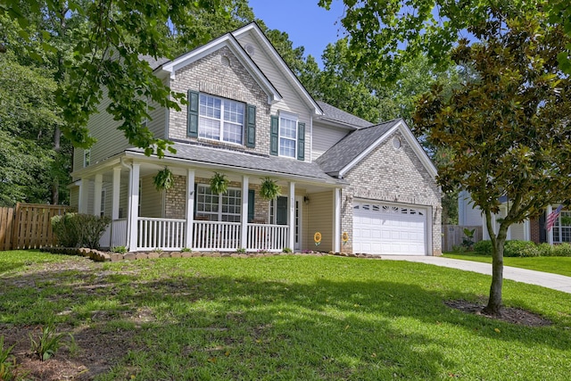 5105 Parrum Ct, Summerville, SC 29485 - traditional-style home with covered porch, a garage, concrete driveway, roof with shingles, and brick siding