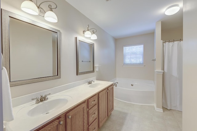 5105 Parrum Ct, Summerville, SC 29485 - full bathroom with a bath, double vanity, and a shower with curtain