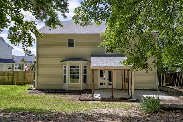5105 Parrum Ct, Summerville, SC 29485 - rear view of house with french doors, a patio, and a shingled roof