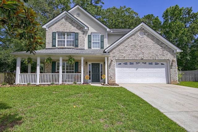 5105 Parrum Ct, Summerville, SC 29485 - view of front of property with brick siding, a garage, a porch, and driveway