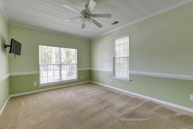5105 Parrum Ct, Summerville, SC 29485 - carpeted empty room with ornamental molding and a ceiling fan