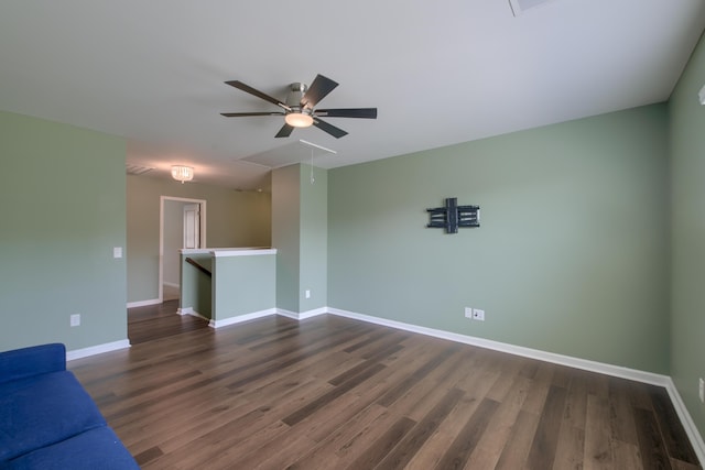 3018 Vincent Astor Dr, Johns Island, SC 29455 - unfurnished living room featuring attic access, a ceiling fan, and dark wood-style flooring