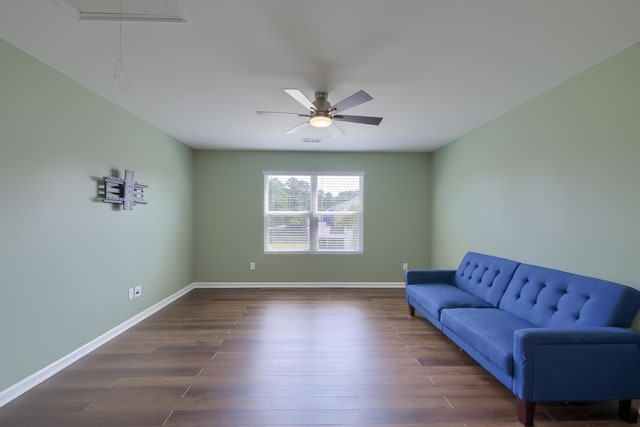 3018 Vincent Astor Dr, Johns Island, SC 29455 - unfurnished room featuring attic access, dark wood-type flooring, and a ceiling fan