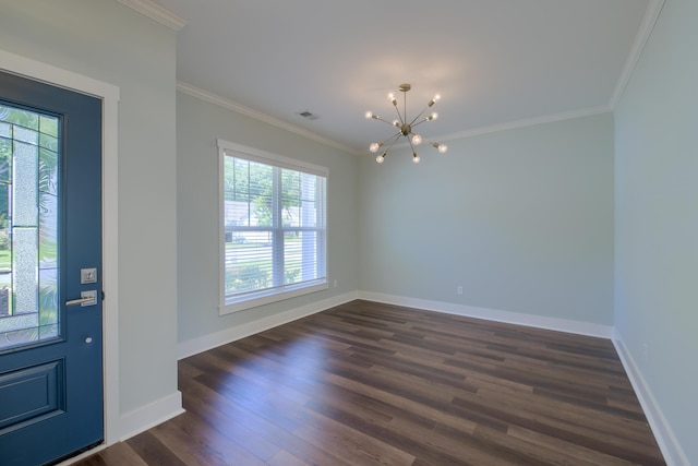 3018 Vincent Astor Dr, Johns Island, SC 29455 - foyer featuring a chandelier, crown molding, and dark wood-style floors