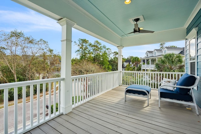 deck featuring ceiling fan