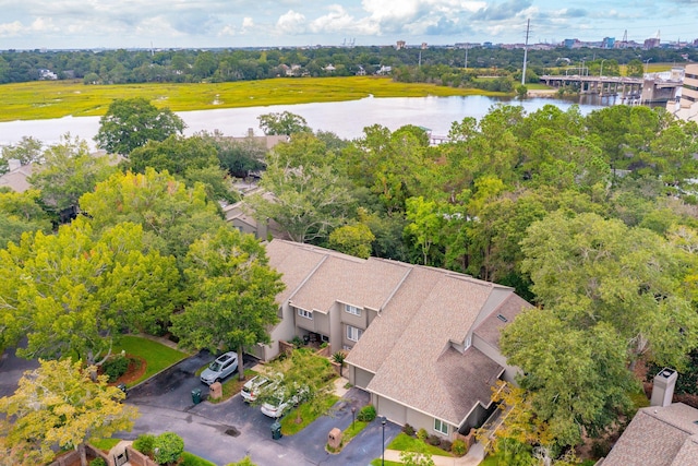 bird's eye view featuring a water view