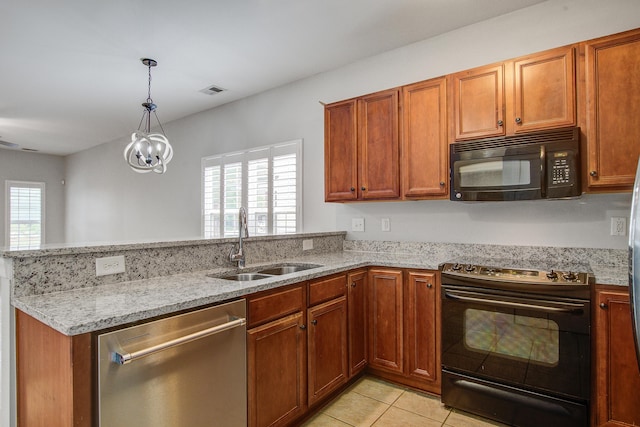 116 Venezia Ct, Ladson, SC 29456 - kitchen featuring black appliances, a sink, a peninsula, and healthy amount of natural light