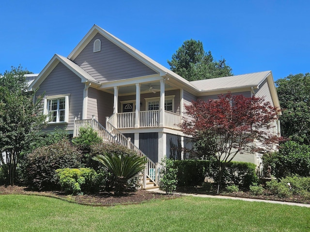 2517 Charter Oaks Dr, Mount Pleasant, SC 29466 - view of front of property featuring stairs, a front yard, and covered porch