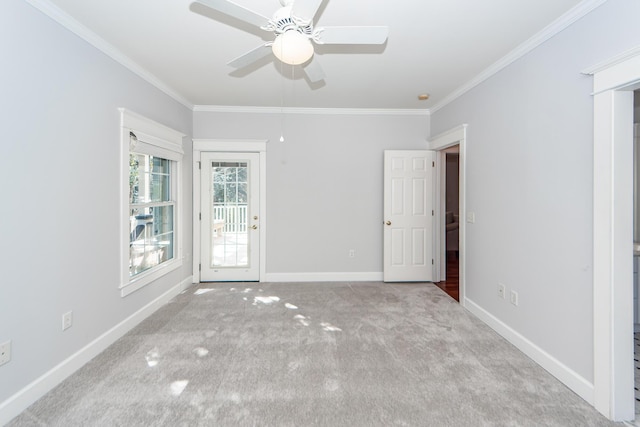 2517 Charter Oaks Dr, Mount Pleasant, SC 29466 - empty room featuring crown molding, carpet flooring, and ceiling fan