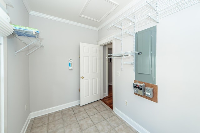 2517 Charter Oaks Dr, Mount Pleasant, SC 29466 - spacious closet featuring electric panel, attic access, and light tile patterned floors