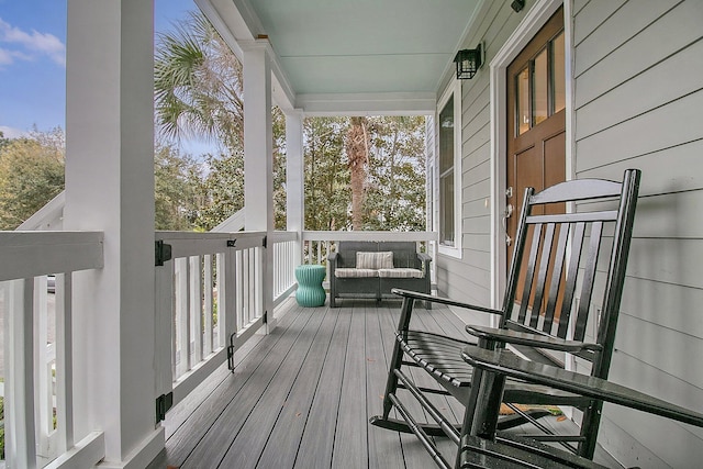 deck featuring covered porch