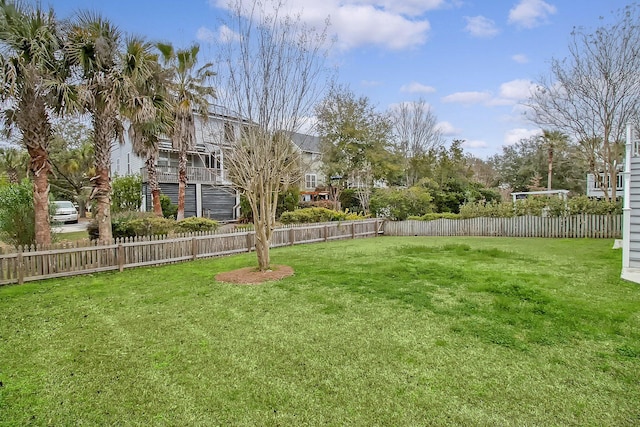 view of yard with a fenced backyard