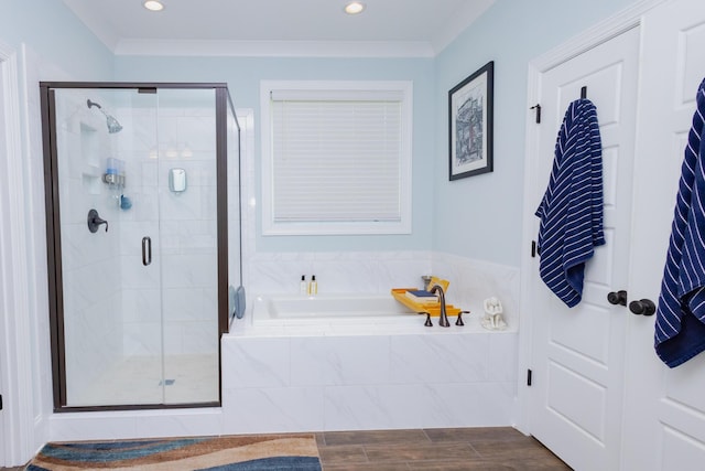 3025 Rampart Rd, Summerville, SC 29483 - bathroom with a garden tub, a stall shower, and recessed lighting