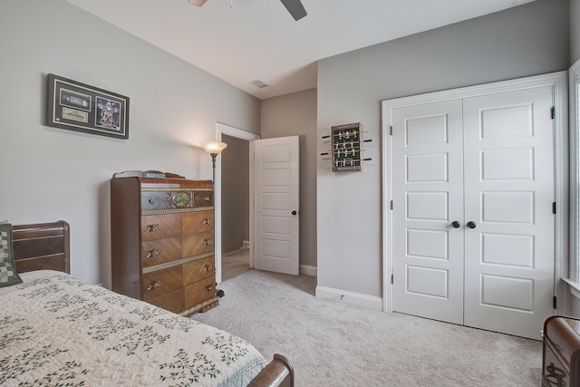 3025 Rampart Rd, Summerville, SC 29483 - bedroom featuring carpet flooring, a closet, a ceiling fan, and baseboards