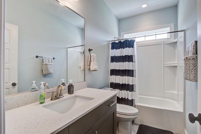 3025 Rampart Rd, Summerville, SC 29483 - bathroom with vanity, shower / bath combination with curtain, and toilet