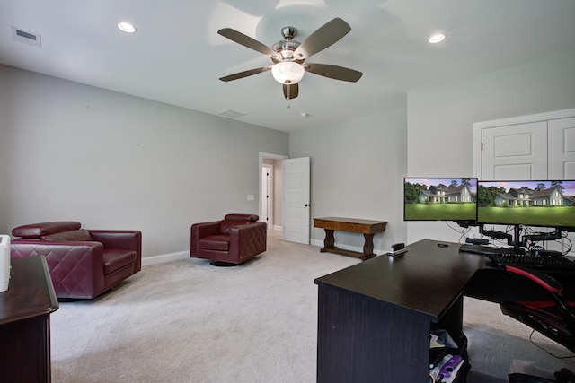 3025 Rampart Rd, Summerville, SC 29483 - office space featuring carpet floors, a ceiling fan, baseboards, and recessed lighting