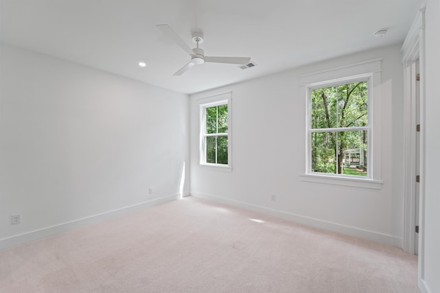 5710 Barbary Coast Rd, Hollywood, SC 29449 - spare room with light carpet, a ceiling fan, a smoke detector, and recessed lighting