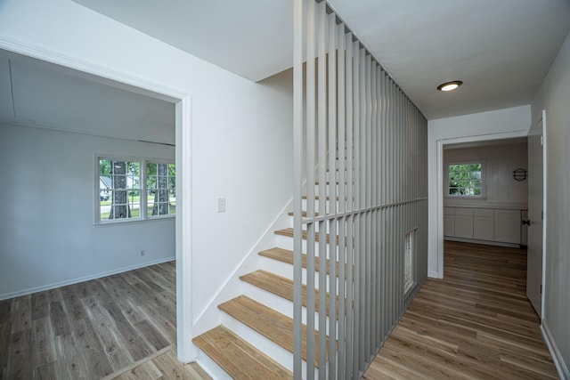 100 Colonial Dr, Goose Creek, SC 29445 - stairway with baseboards, a healthy amount of sunlight, and wood finished floors
