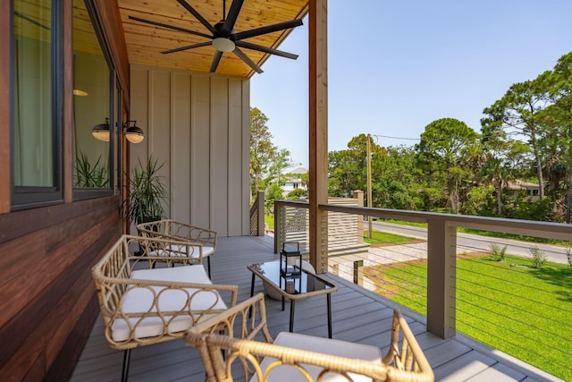 1012 E Erie Ave, Folly Beach, SC 29439 - wooden deck featuring a ceiling fan