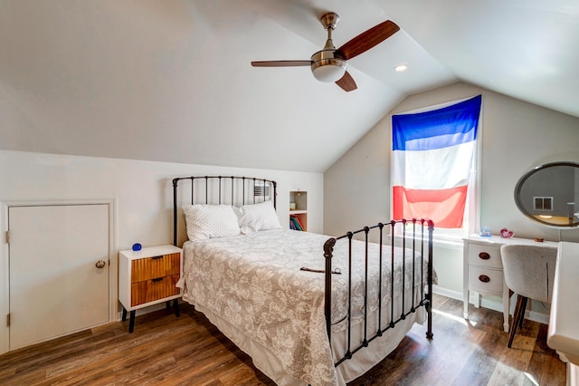 1231 Wild Olive Dr, Mount Pleasant, SC 29464 - bedroom with wood finished floors, lofted ceiling, a ceiling fan, and recessed lighting