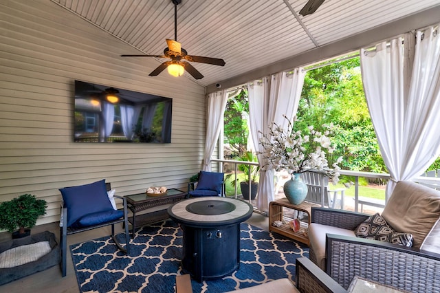 1231 Wild Olive Dr, Mount Pleasant, SC 29464 - view of patio / terrace with ceiling fan and an outdoor fire pit