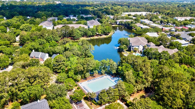 1231 Wild Olive Dr, Mount Pleasant, SC 29464 - aerial perspective of suburban area featuring a large body of water and a pool