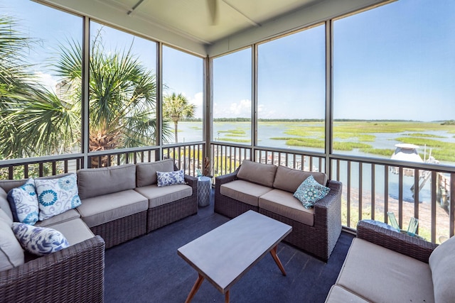 2226 Folly Rd, Charleston, SC 29412 - sunroom with a water view and an outdoor living space